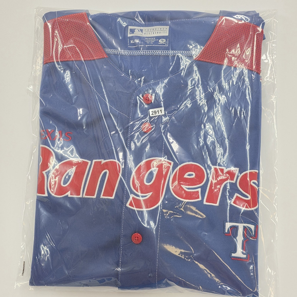 MLB Texas Rangers Jersey Men’s XL Blue Red Button Front Fanwear - Picture 11 of 11